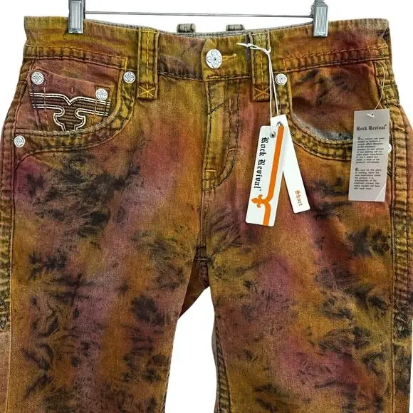 NWT Rock Revival Brayen Tie Dye Denim Shorts Mens Size 31 - Picture 4 of 7